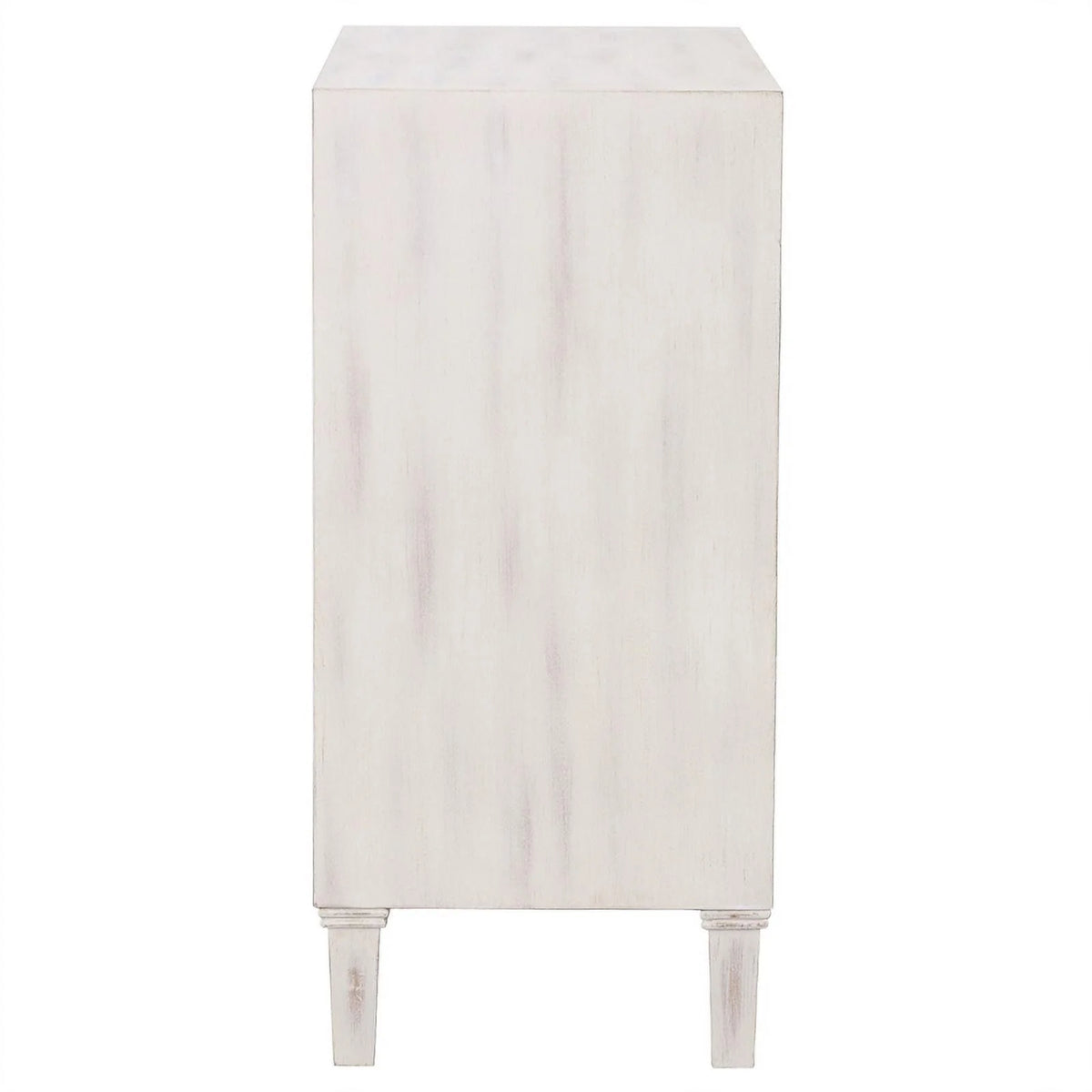 White Wood Accent Cabinet with Floral Carved Door E7103