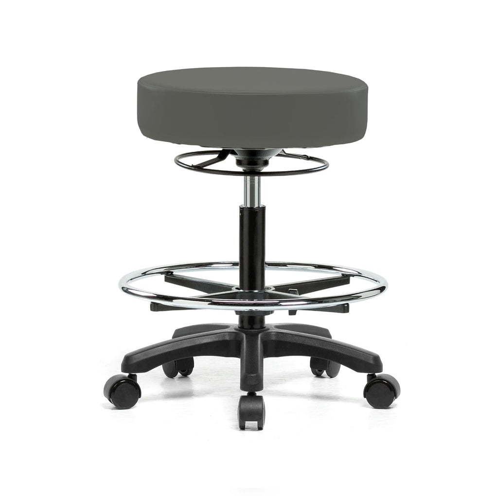 Height Adjustable Rolling Stool Gray Vinyl Z25638