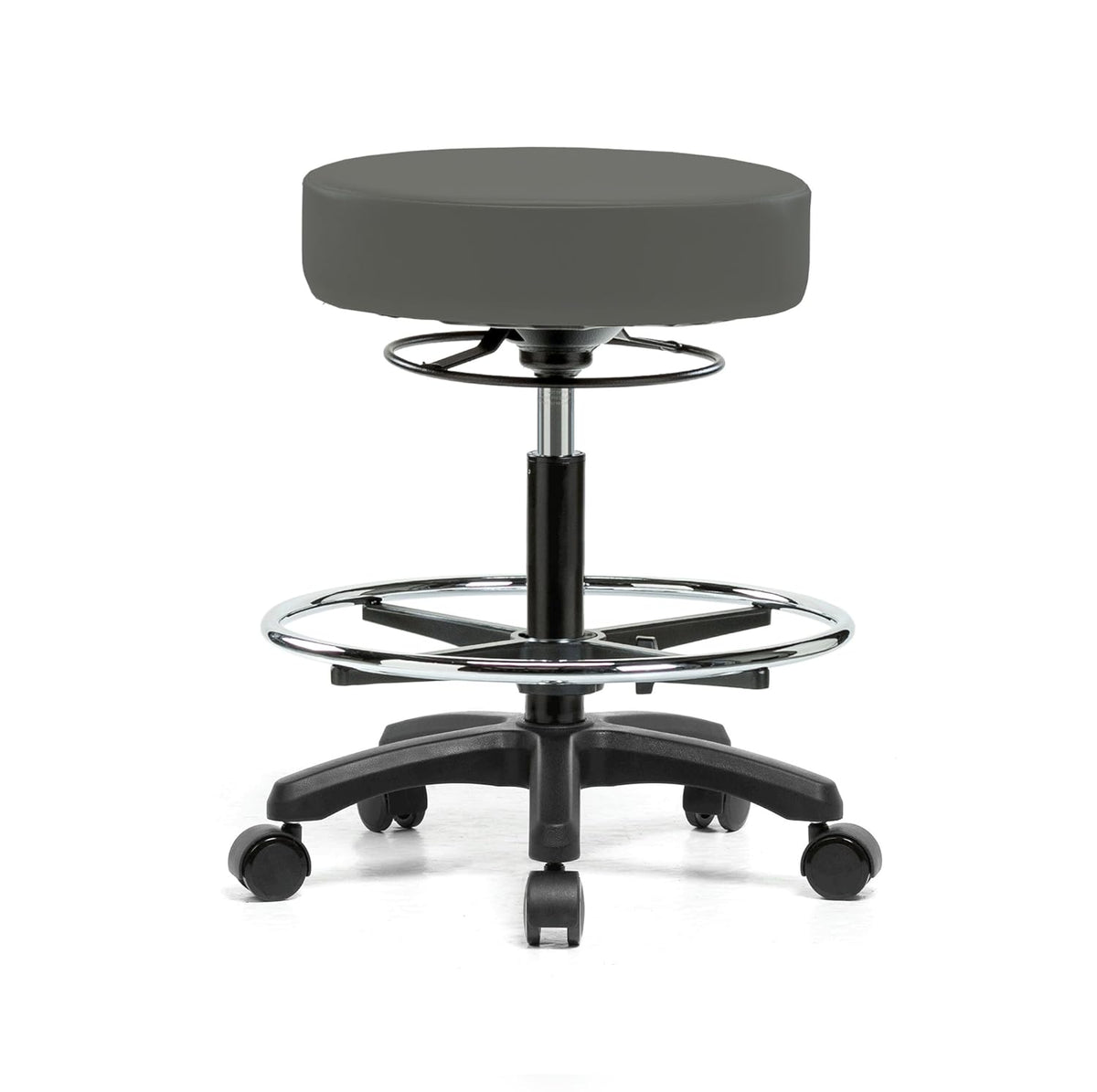 Height Adjustable Rolling Stool Gray Vinyl Z25638