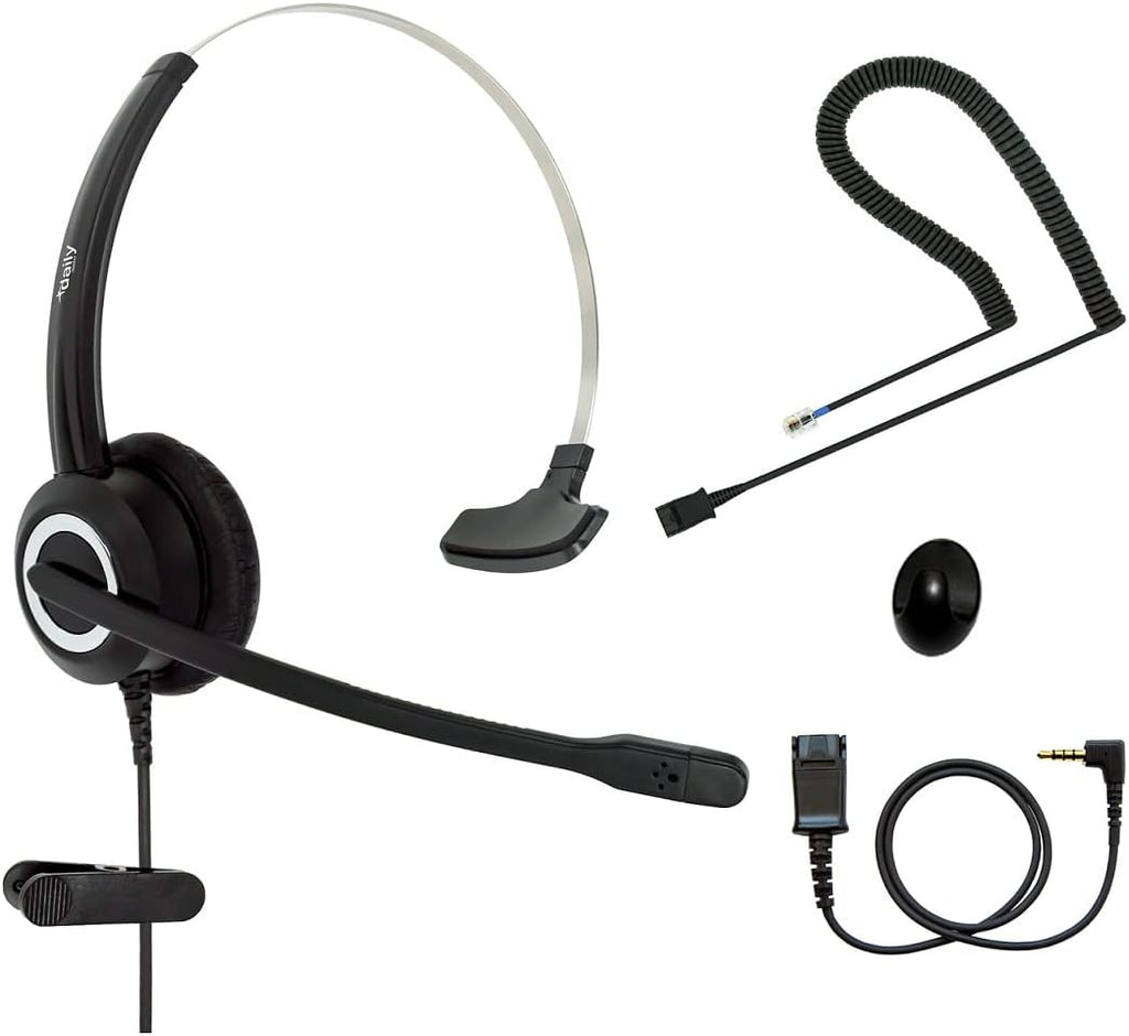 Noise Cancelling Binaural RJ9 VoIP Phone Headset with 3.5mm Adapter C487