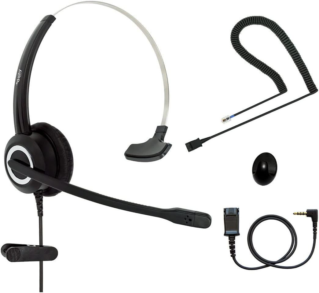 Noise Cancelling Binaural RJ9 VoIP Phone Headset with 3.5mm Adapter C487