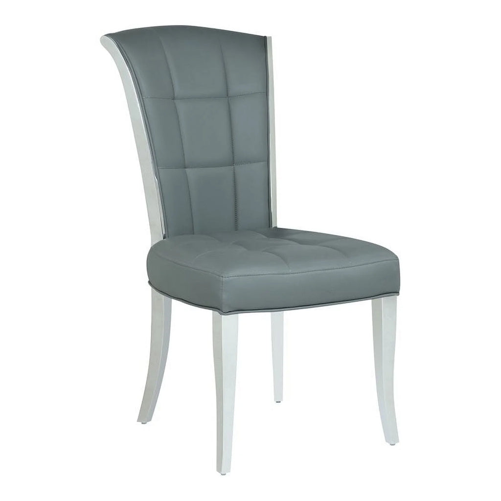 Gray Faux Leather Side Chair Set of 2 Y2261