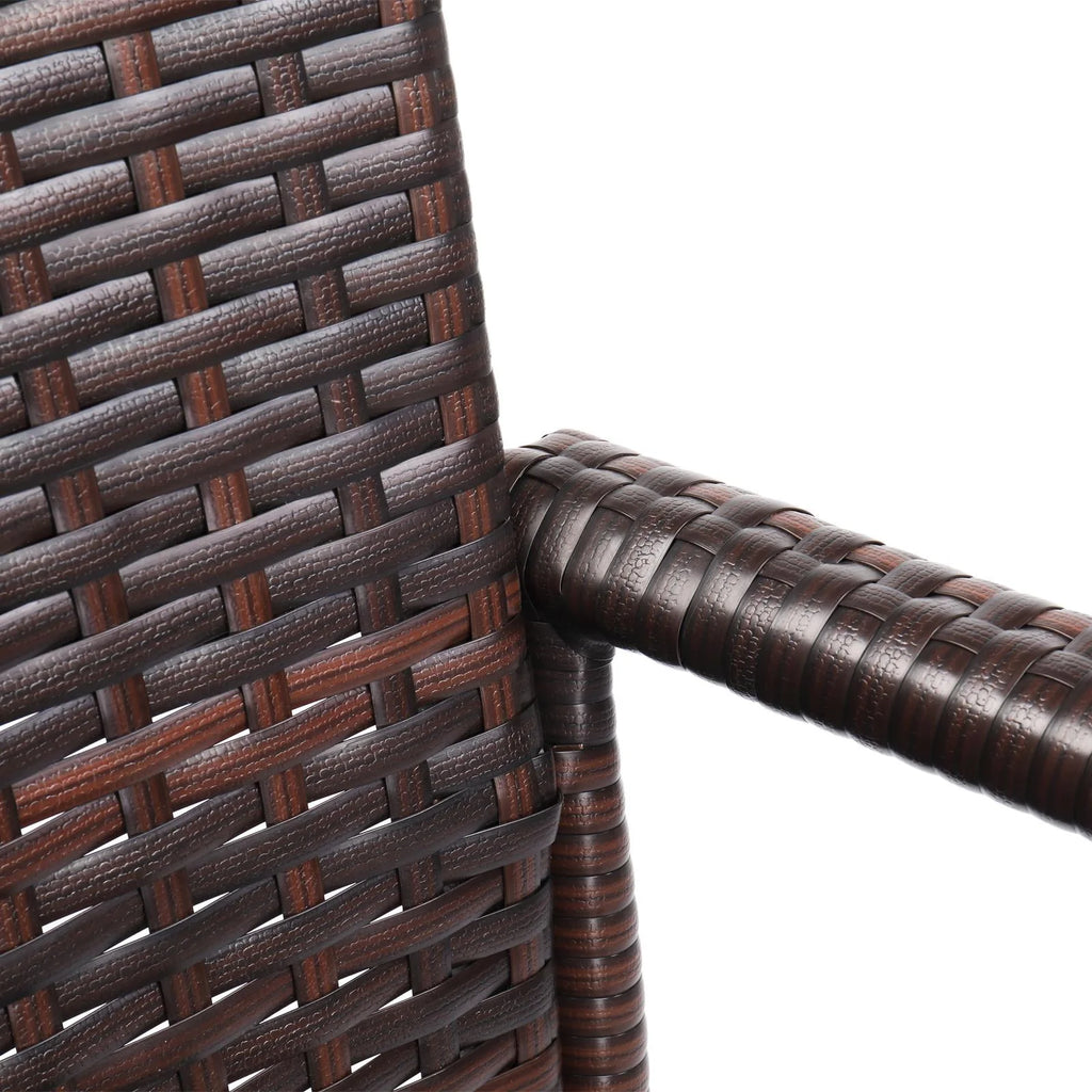 Brown Gradient Wicker Rattan Bar Stools with Footrest T780