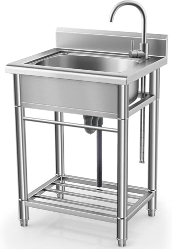 Free Standing Single Bowl Stainless Steel Utility Sink S96939