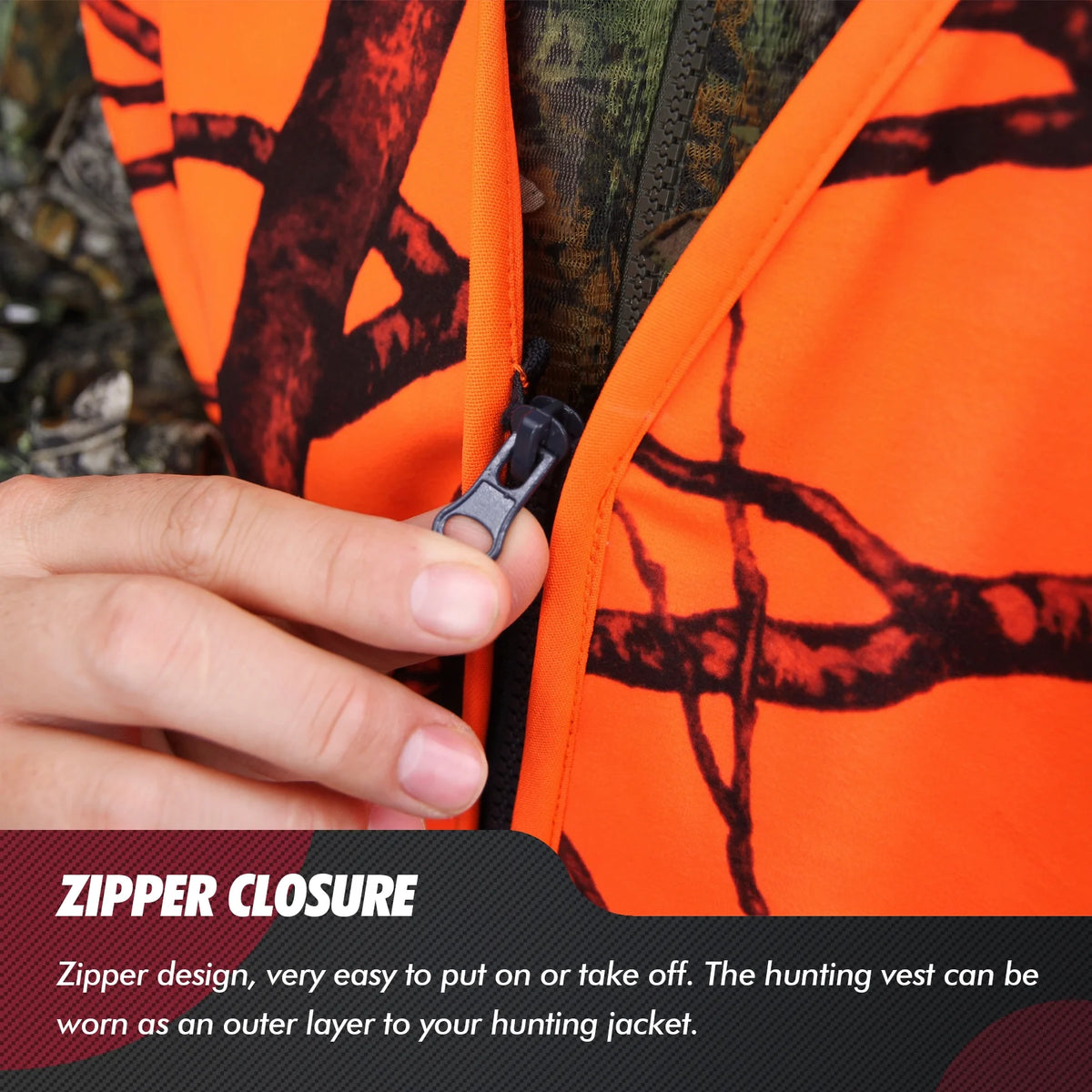 Orange Lightweight Hunting Vest with Zipper Closure (M) S3861