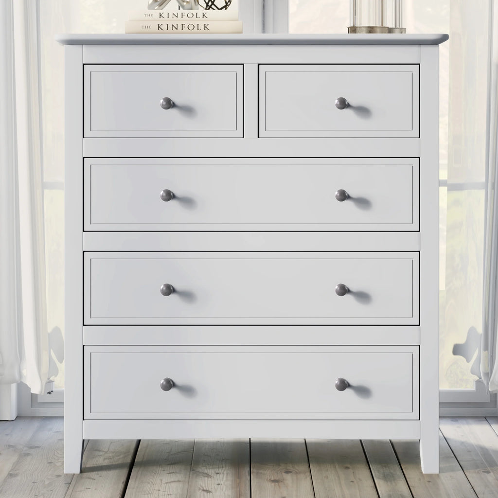 White Solid Wood 5 Pieces King Bedroom Set S953