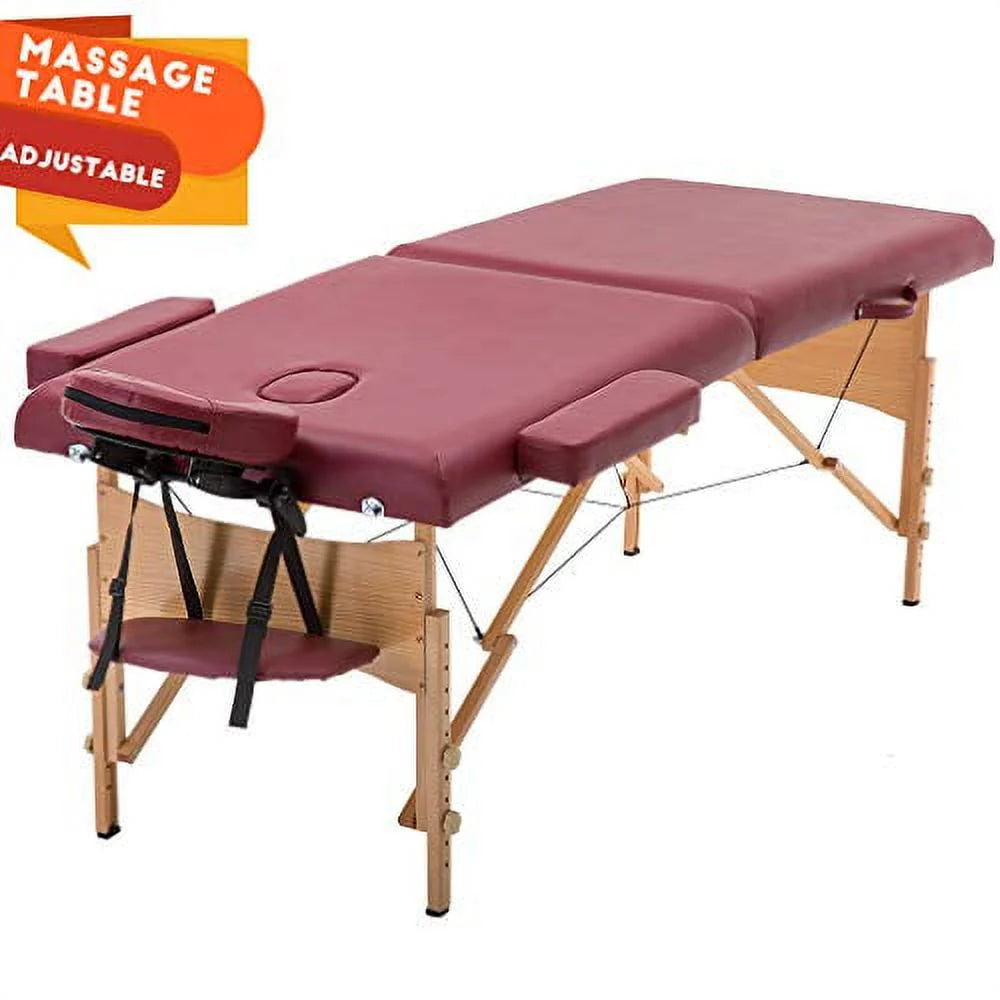 Adjustable Folding Portable Massage Table with Carry Case, Black O387258
