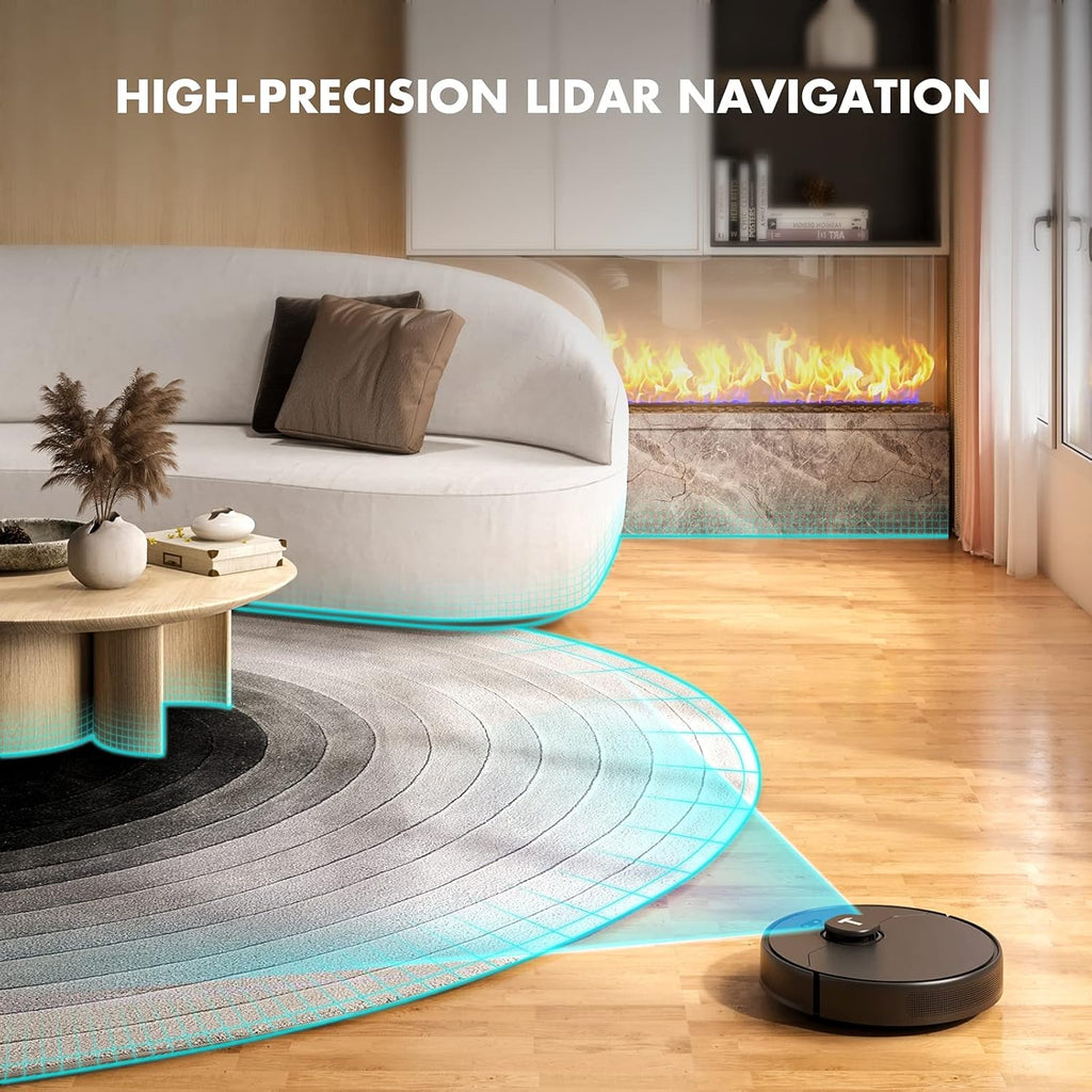 Robot Vacuum and Mop 2-in-1 with Lidar Navigation, 2000Pa Suction, Black Y908324