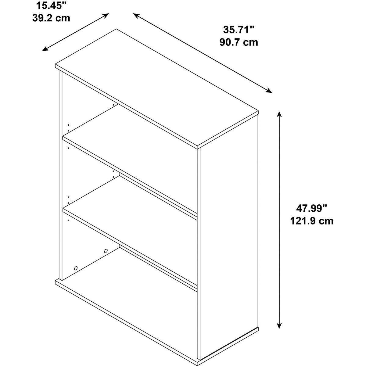 Mocha Cherry 3 Shelf Bookcase H72407