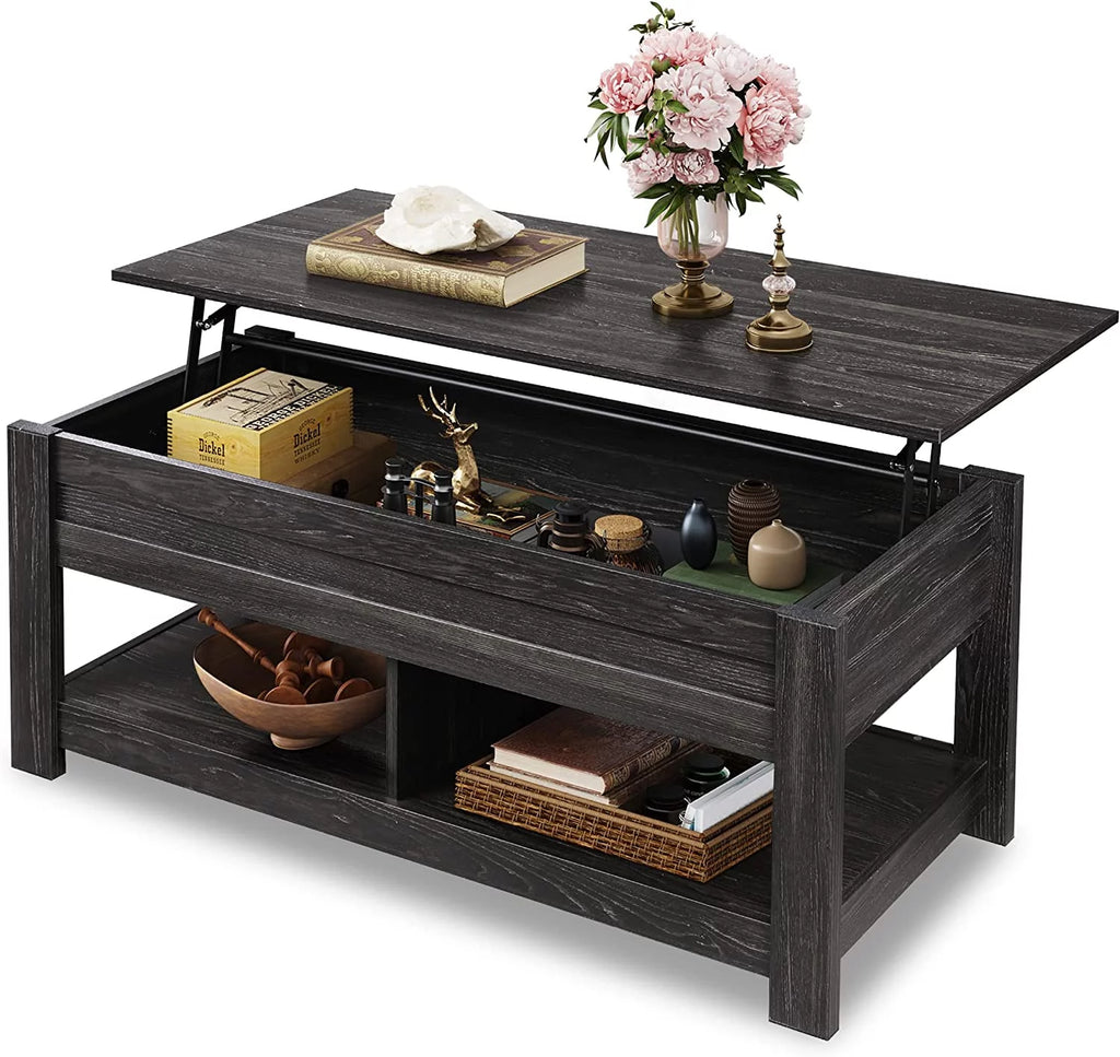 Black Lift Top Wooden Coffee Table with Hidden Storage C417328
