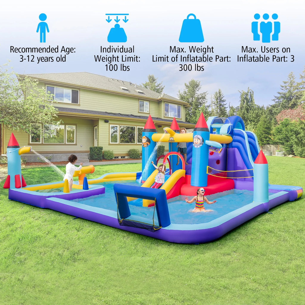 Inflatable Water Slide Park with 2 Slides Splash Pool V14568