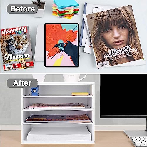 Wood Desktop File Organizer with Adjustable Shelves M903