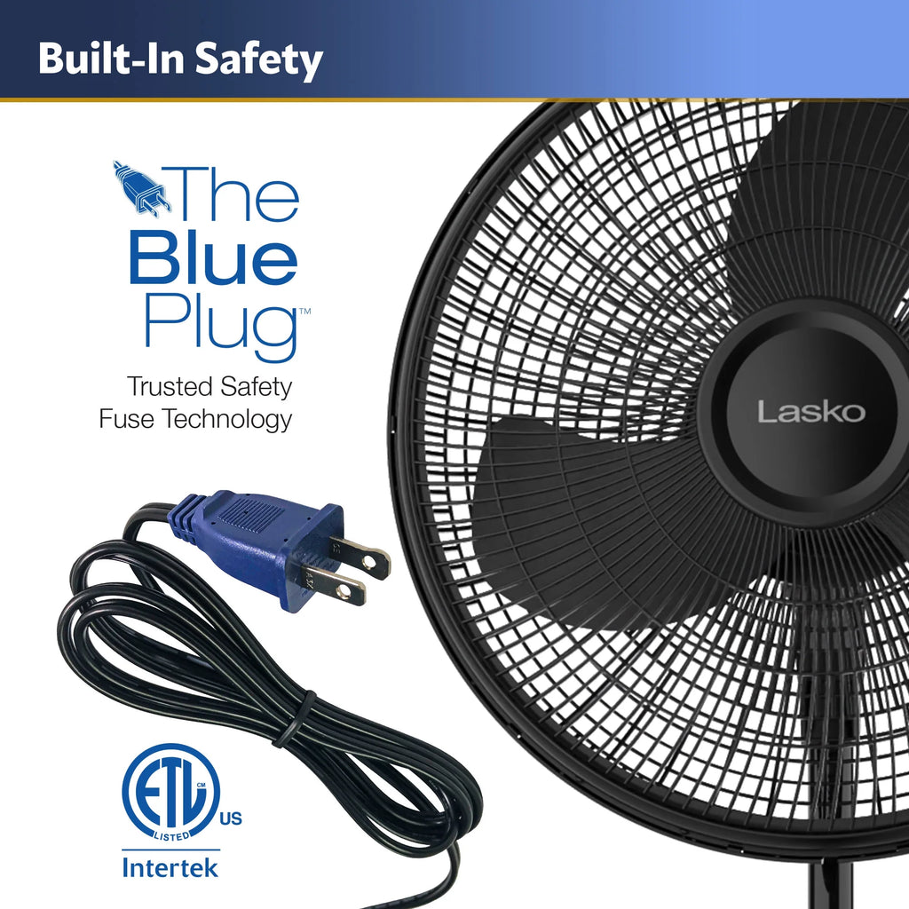 16 Oscillating Adjustable Pedestal Fan with 3-Speeds, Black S8532