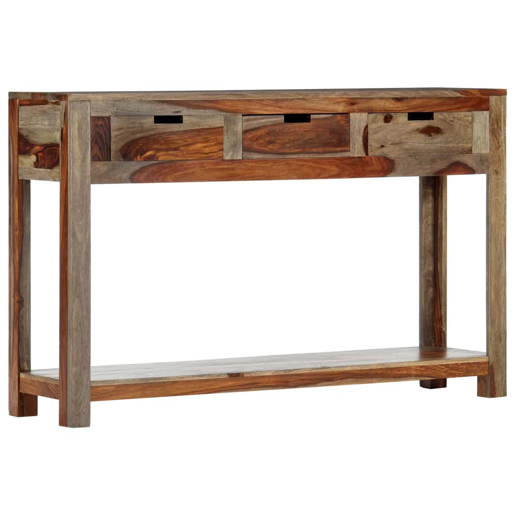 Solid Sheesham Wood Console Table with 3 Drawers F479676