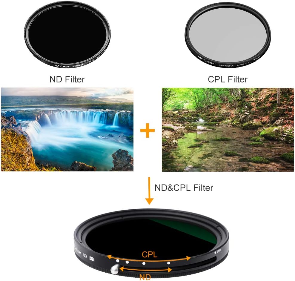 55mm Variable Fader ND2-ND32 ND Filter and CPL Circular Polarizing Filter 2 in 1 B574562
