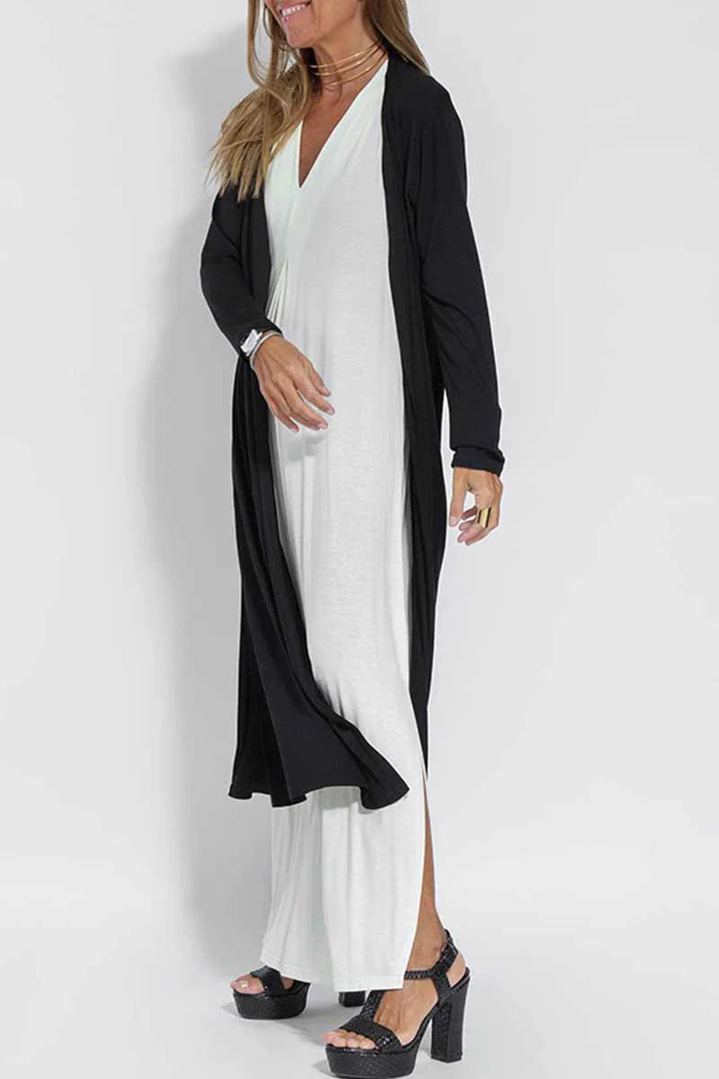 Solid Slit Cardigan Outerwear S60013