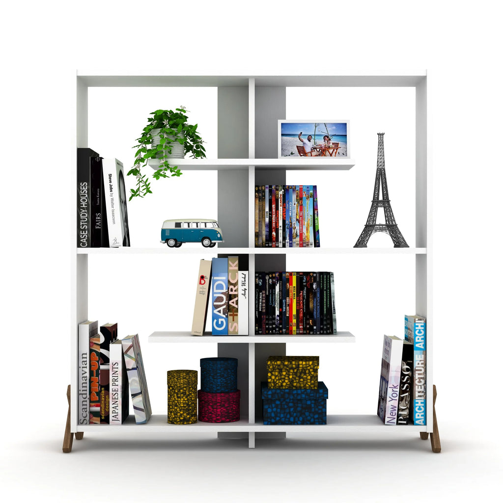 4 Tier White Wood Bookshelf I83584