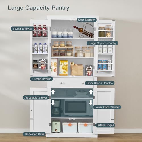 72” Black Kitchen Pantry Cabinet with 4 Doors and 1 Drawer A349963