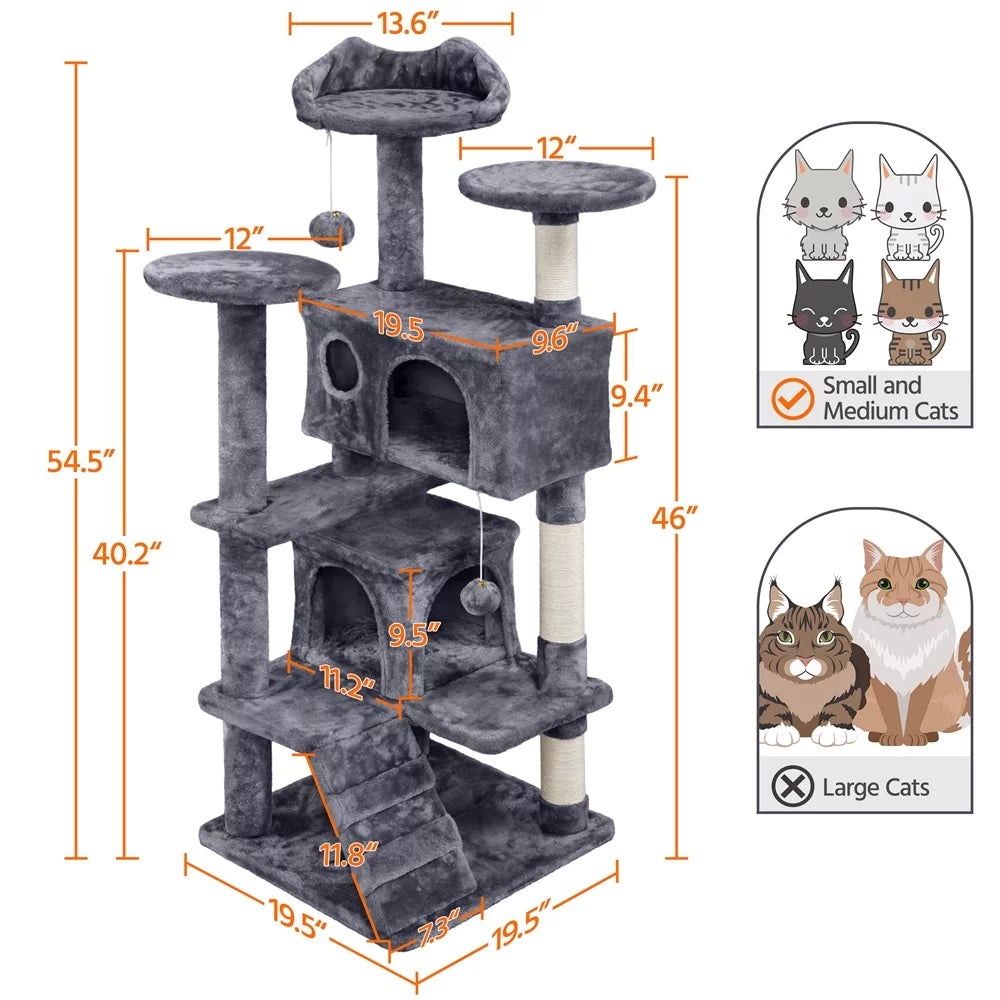 Dark Gray Cat Tree Condo with Scratching Post Tower I12483