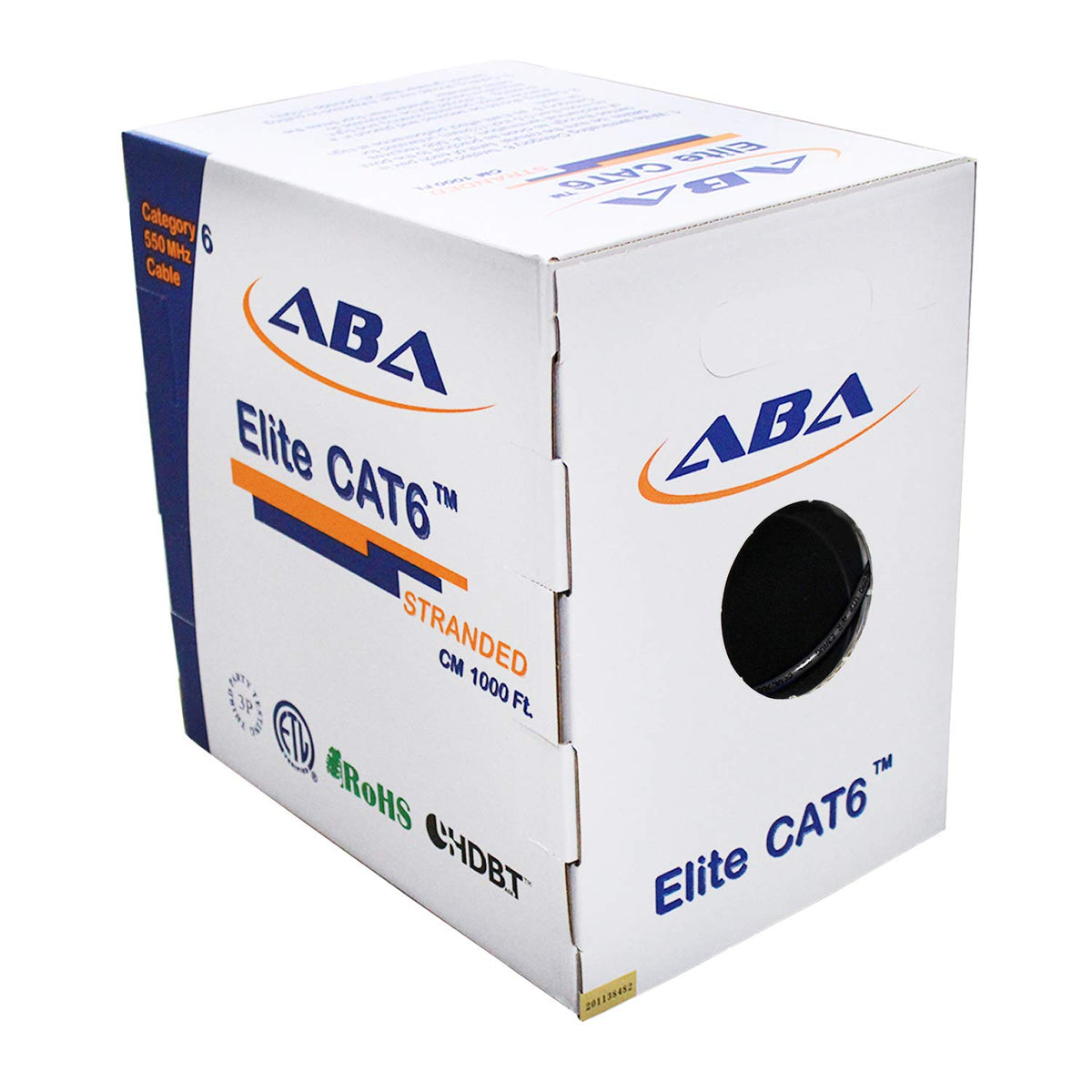 1000ft Cat6 Stranded UTP Cable, 24AWG, Blue J491412