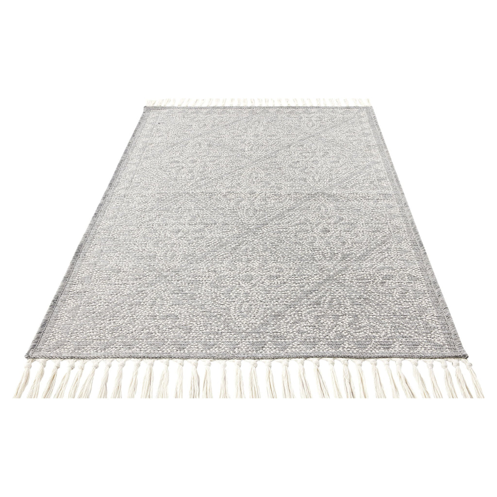 Grey Medallion Non-Skid 27" x 45" Accent Rug with Fringe H446