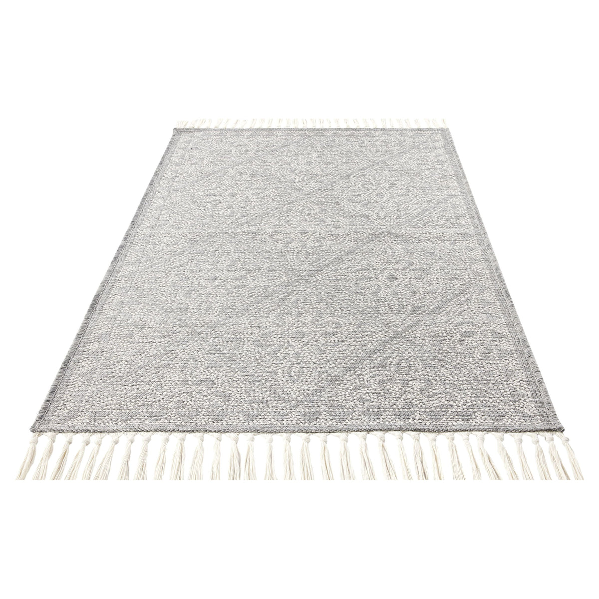 Grey Medallion Non-Skid 27" x 45" Accent Rug with Fringe H446