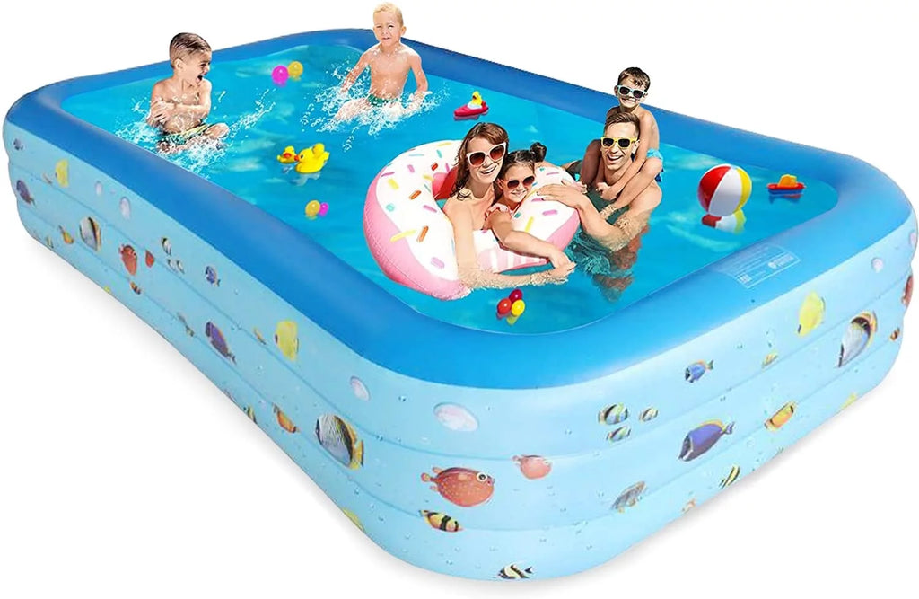 Inflatable Thickened Kiddie Pool 6.9 x 5 x 1.8 ft Blue K5424