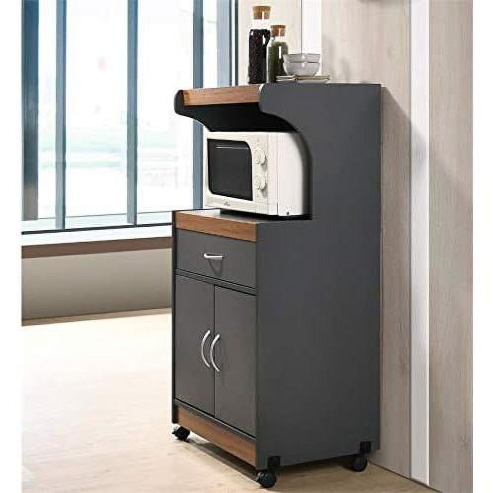 Gray Oak Microwave Kitchen Cart H6299