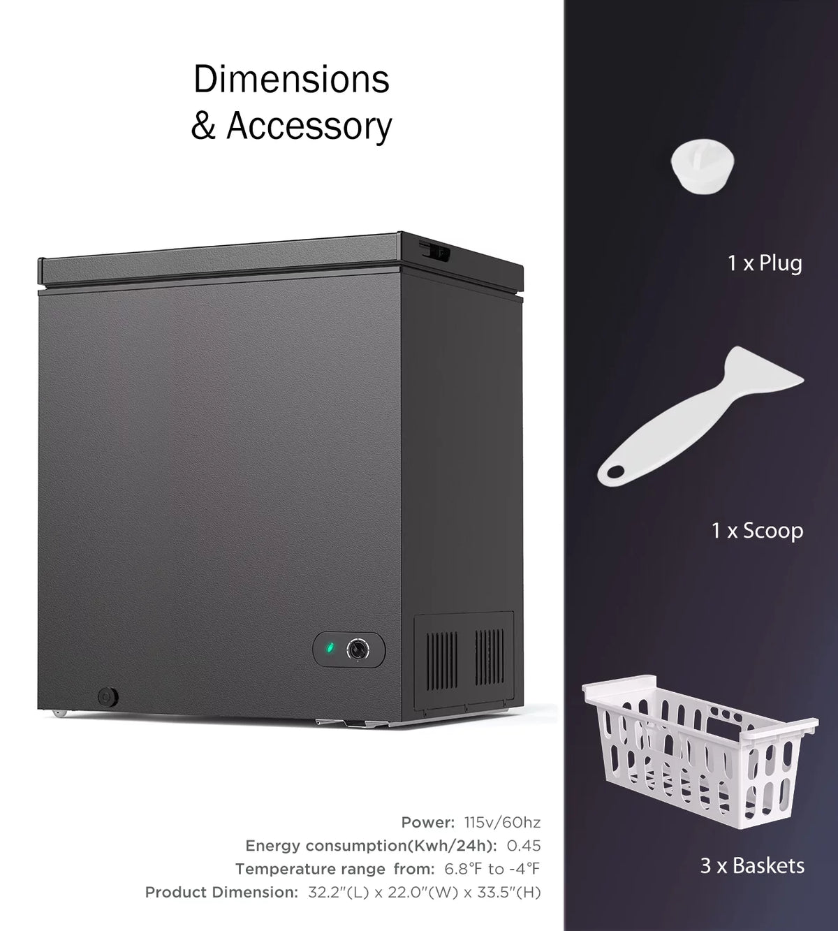 Chest Freezer 7 Cu ft White K121
