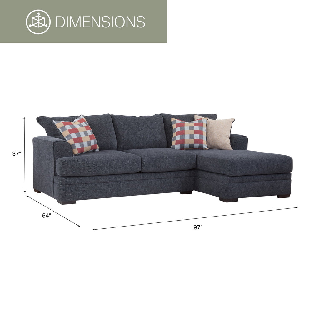 Charcoal Two Piece Sectional Sofa with Three Throw Pillows E98417
