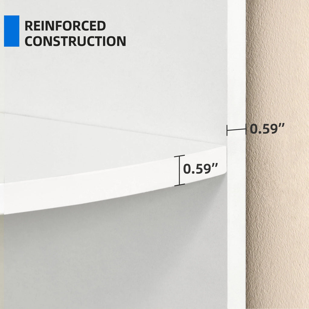 5 Tier White Corner Bookcase D269