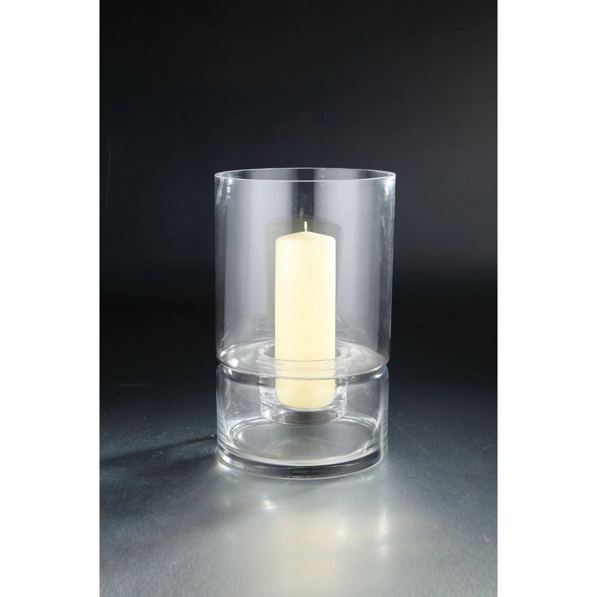 12" Clear Translucent Glass Candle Holder B894004