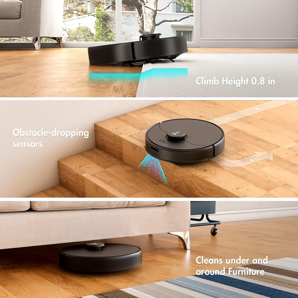 Robot Vacuum and Mop 2-in-1 with Lidar Navigation, 2000Pa Suction, Black Y908324