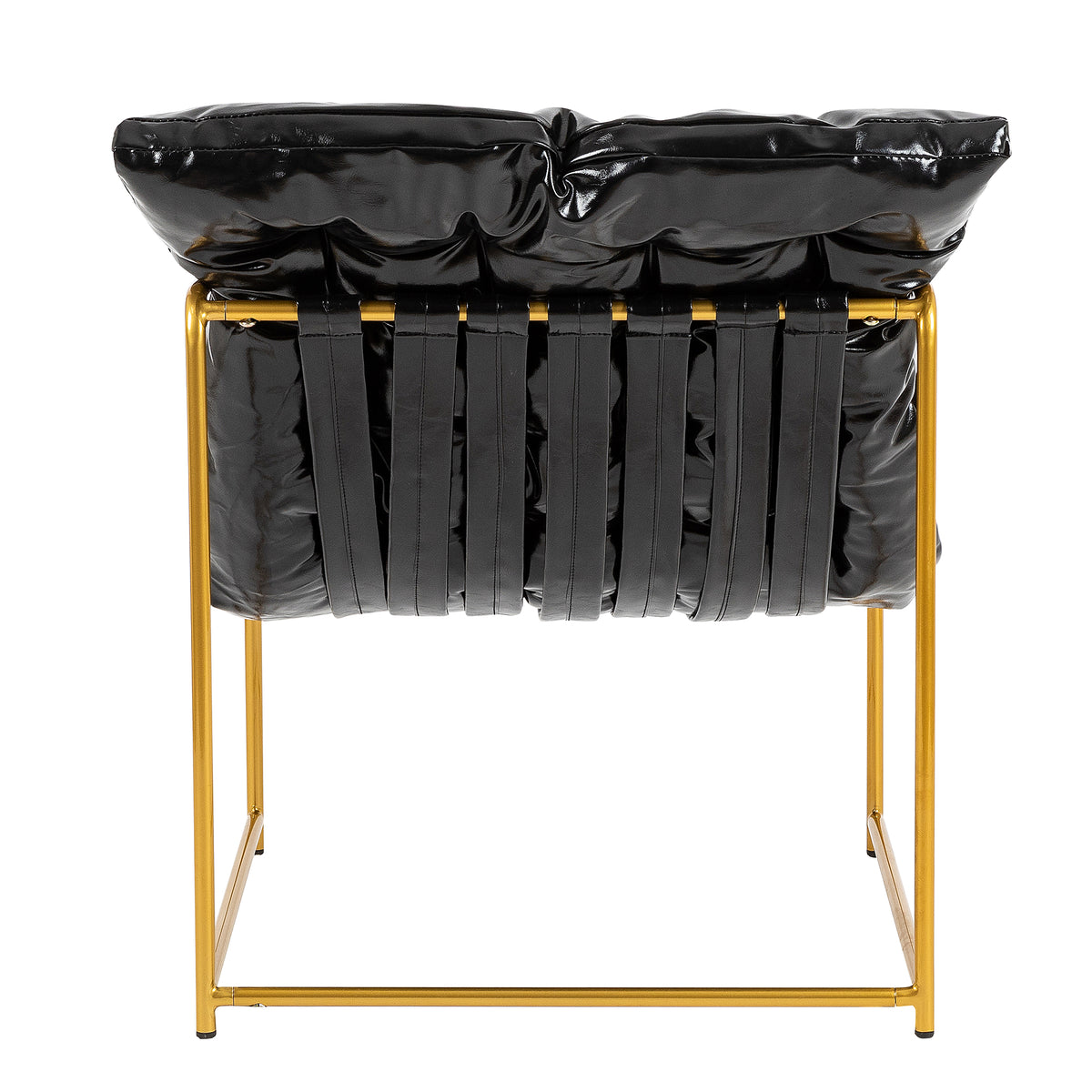 Black Faux Leather Sling Chair with Gold Metal Frame V2159