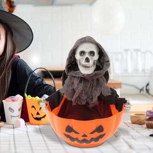 Animated Skeleton Candy Bowl with Light up Eyes and Sound F459147