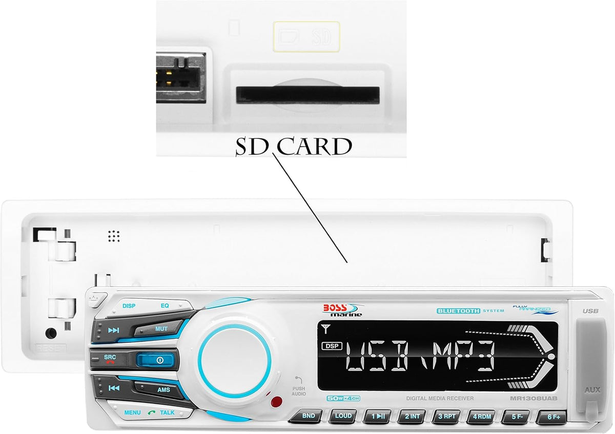 Marine Receiver, Bluetooth Audio, USB, MP3, AM/FM, White, Pack of 2 E976