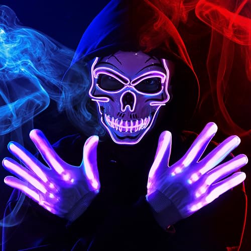 Halloween LED Skull Mask with Light Up Gloves M451485