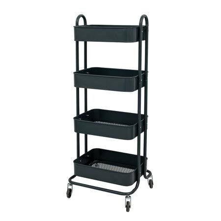 Gray Metal Mesh Rolling Utility Cart C92548