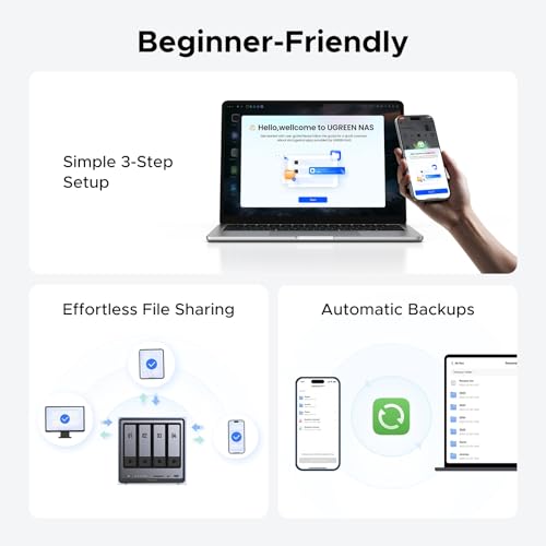 4-Bay Desktop NAS, 8GB DDR5 RAM, 128G SSD, Network Attached Storage (Diskless) Y254