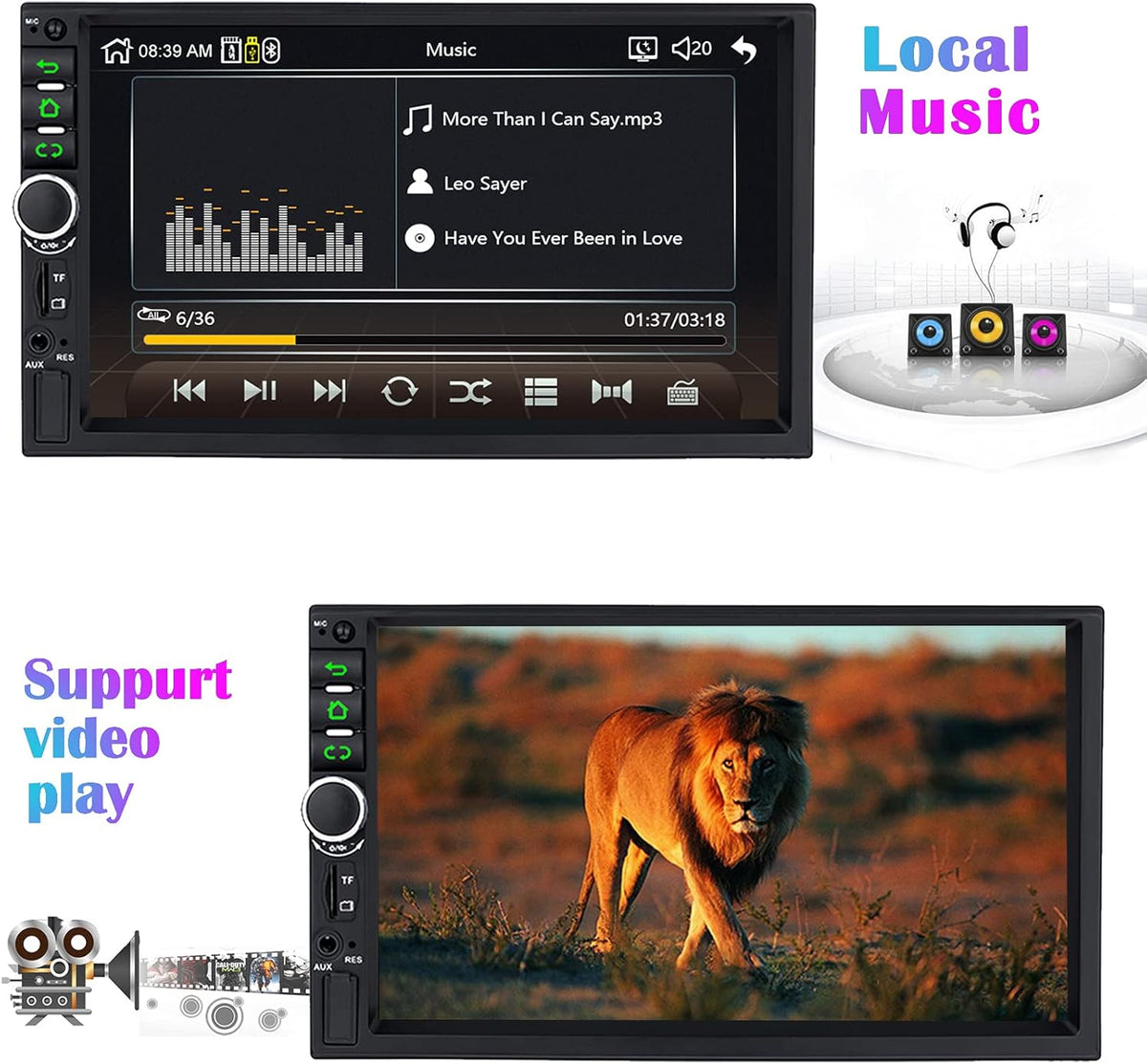 7 Inch Double Din Car Stereo with Bluetooth J15527
