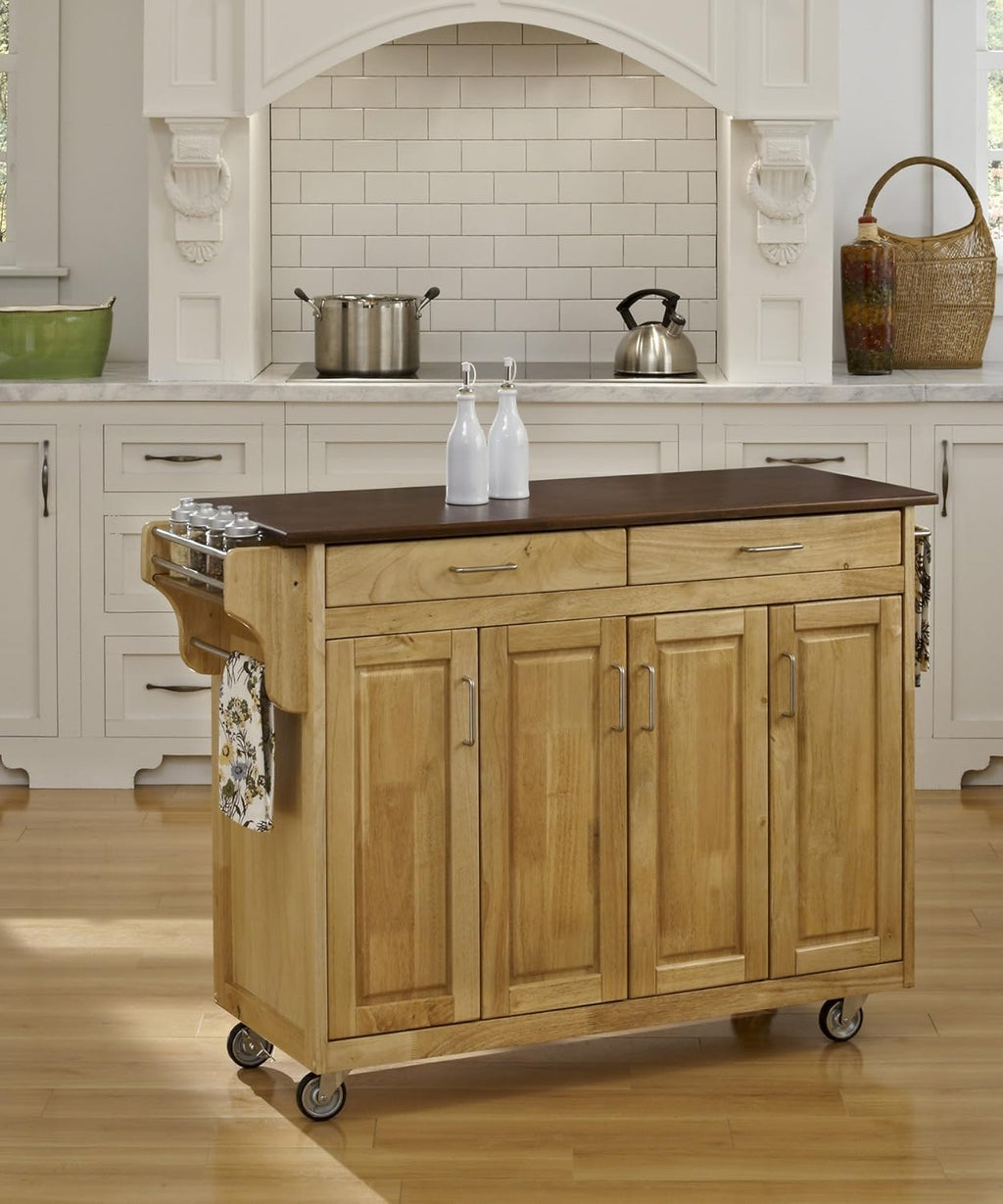 4 Door Cabinet Kitchen Cart with Cherry Top T810