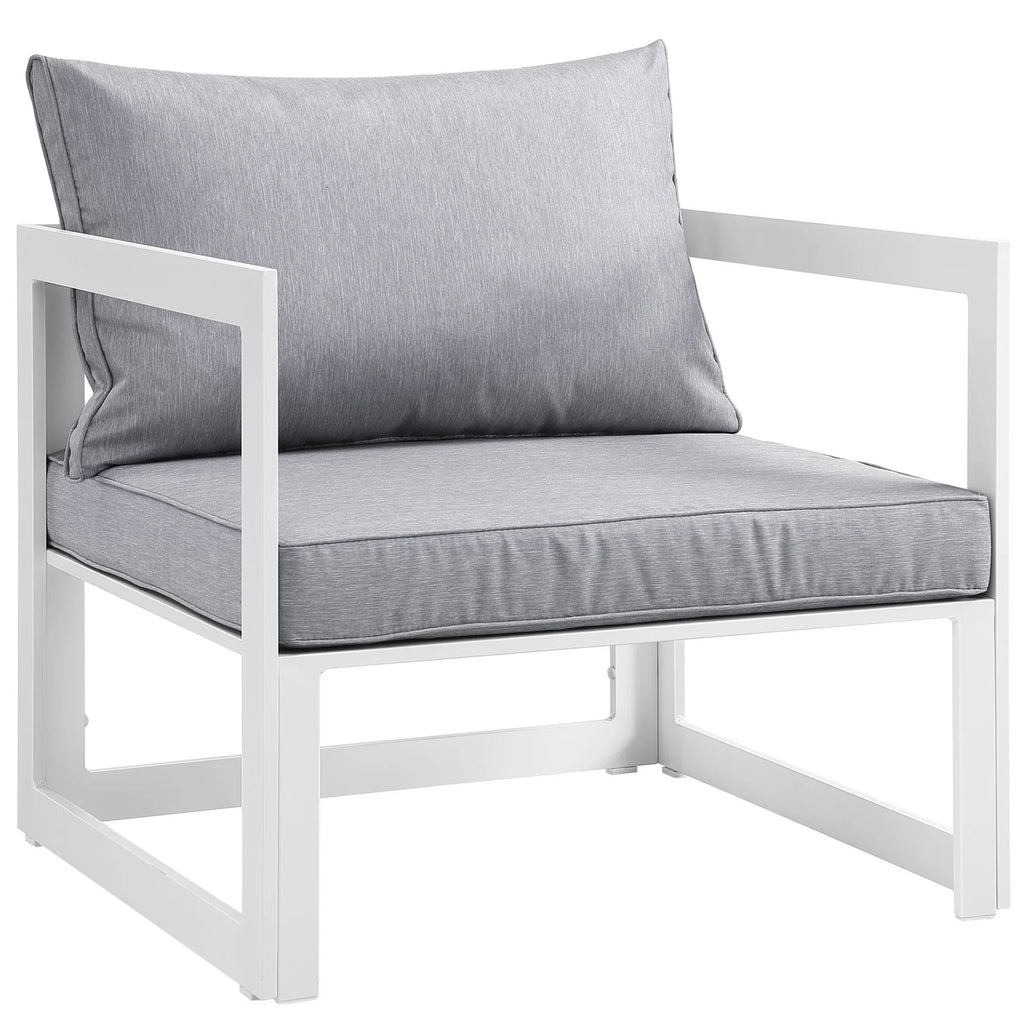 White Grey Fabric Outdoor Patio Sectional Sofa Set Z131692
