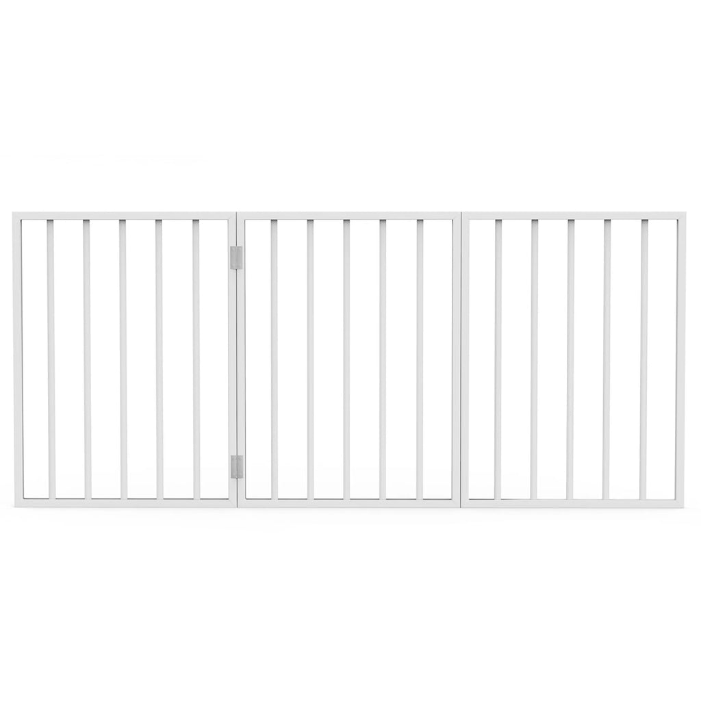 White Wooden Freestanding Folding Accordion Style Dog Gate F544