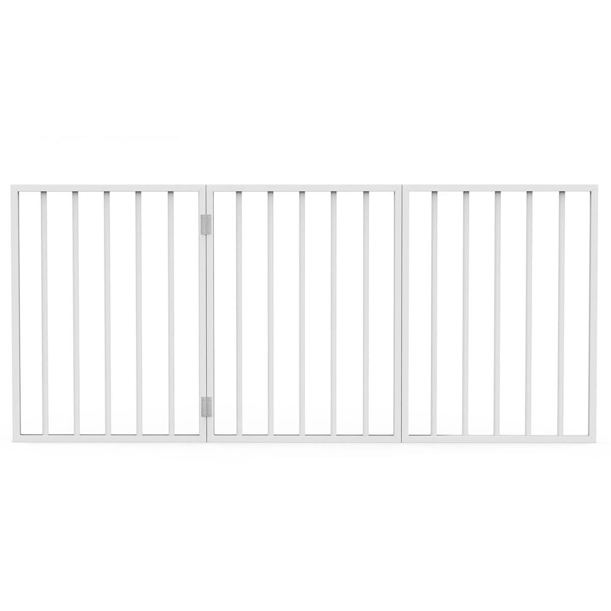 White Wooden Freestanding Folding Accordion Style Dog Gate F544