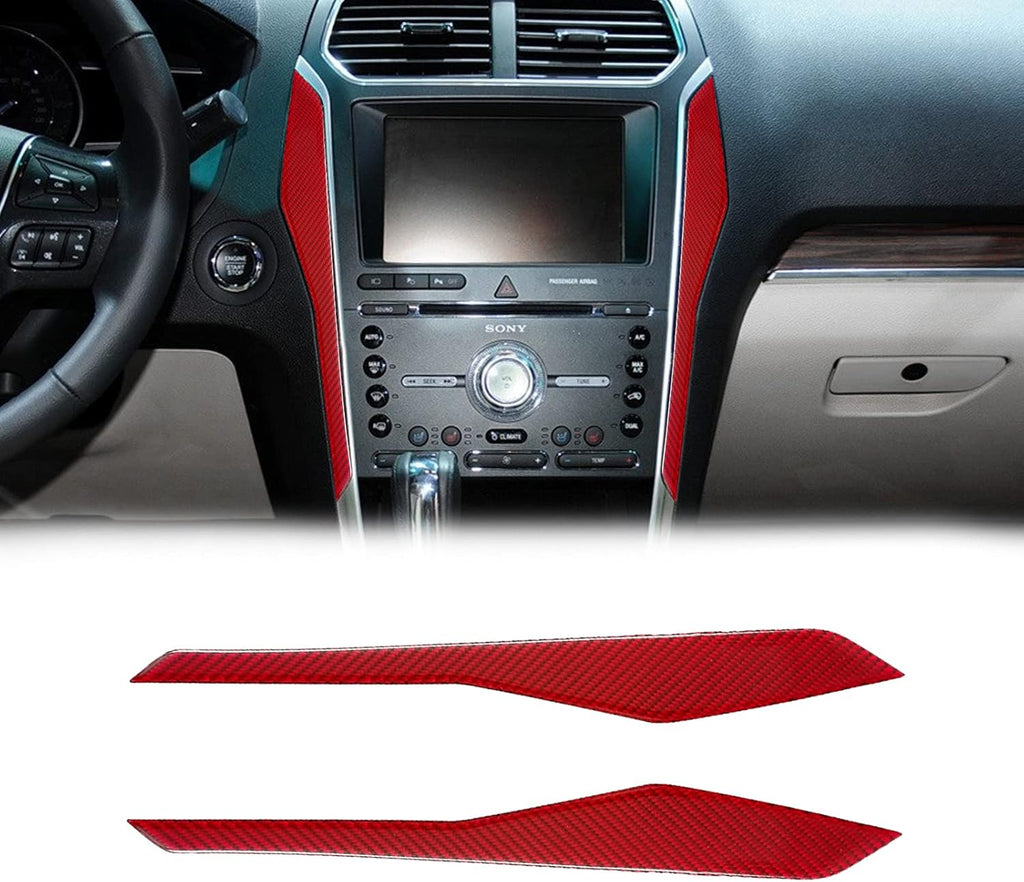 Red Carbon Fiber Center Console Frame Trim Cover Sticker for Ford Explorer 2013-2018 Pack of 2 J8776