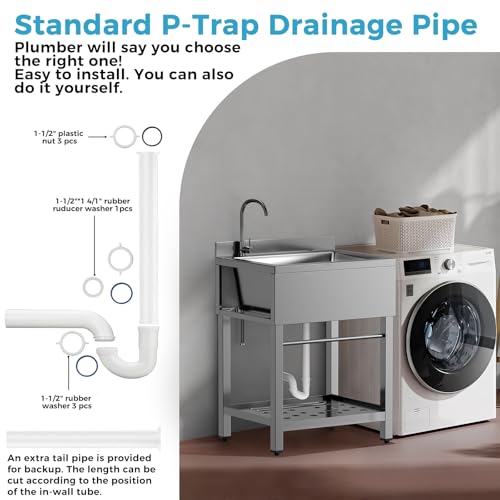 Free Standing Single Bowl Stainless Steel Utility Sink S96939