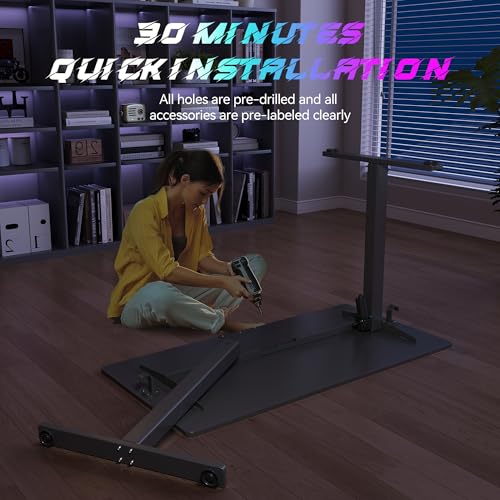 Adjustable Height Electric Standing Desk with Lockable Wheels D470035