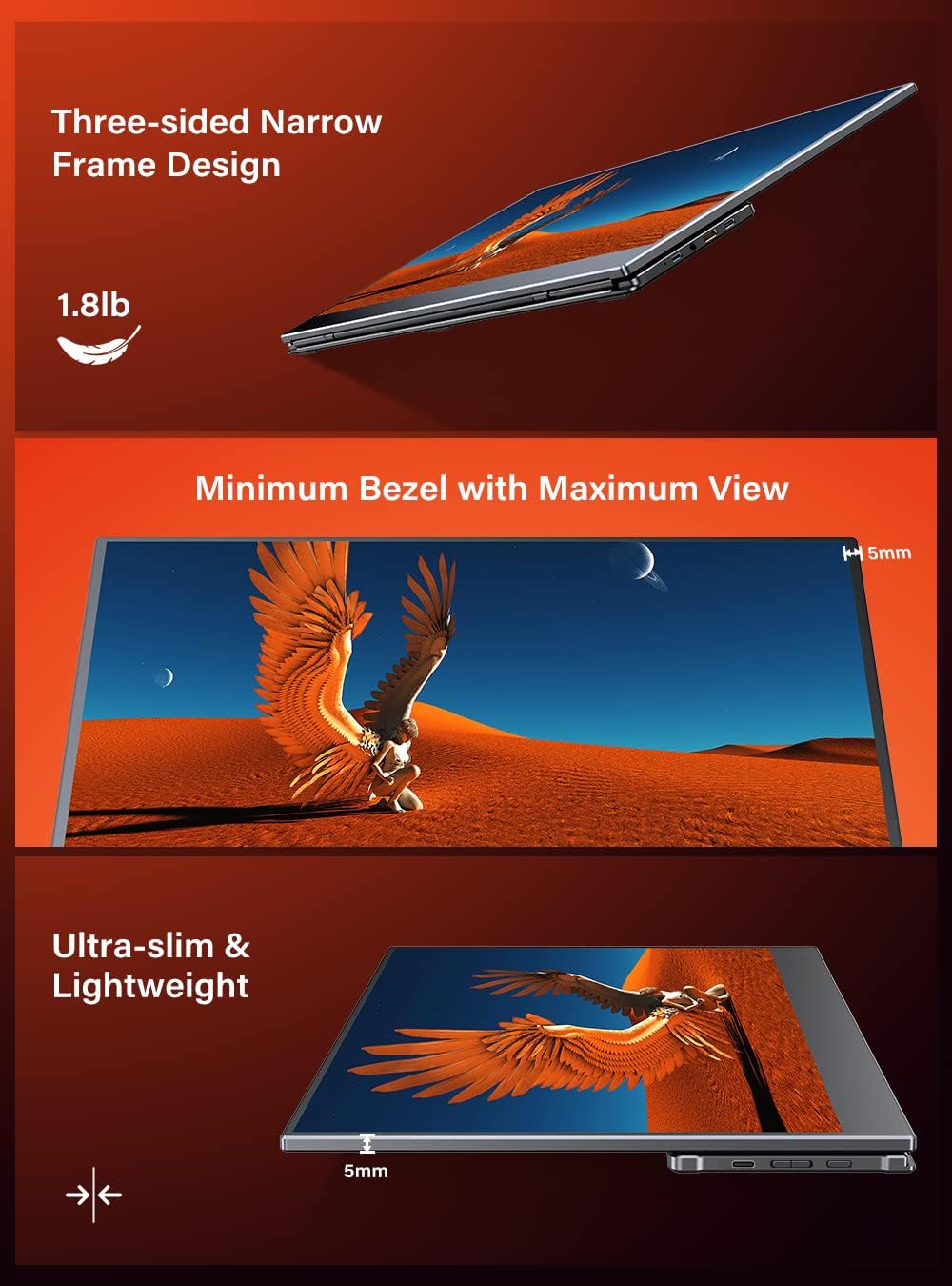 Portable Monitor 15.6" FHD 1080P USB-C HDMI HDR FreeSync Y9549