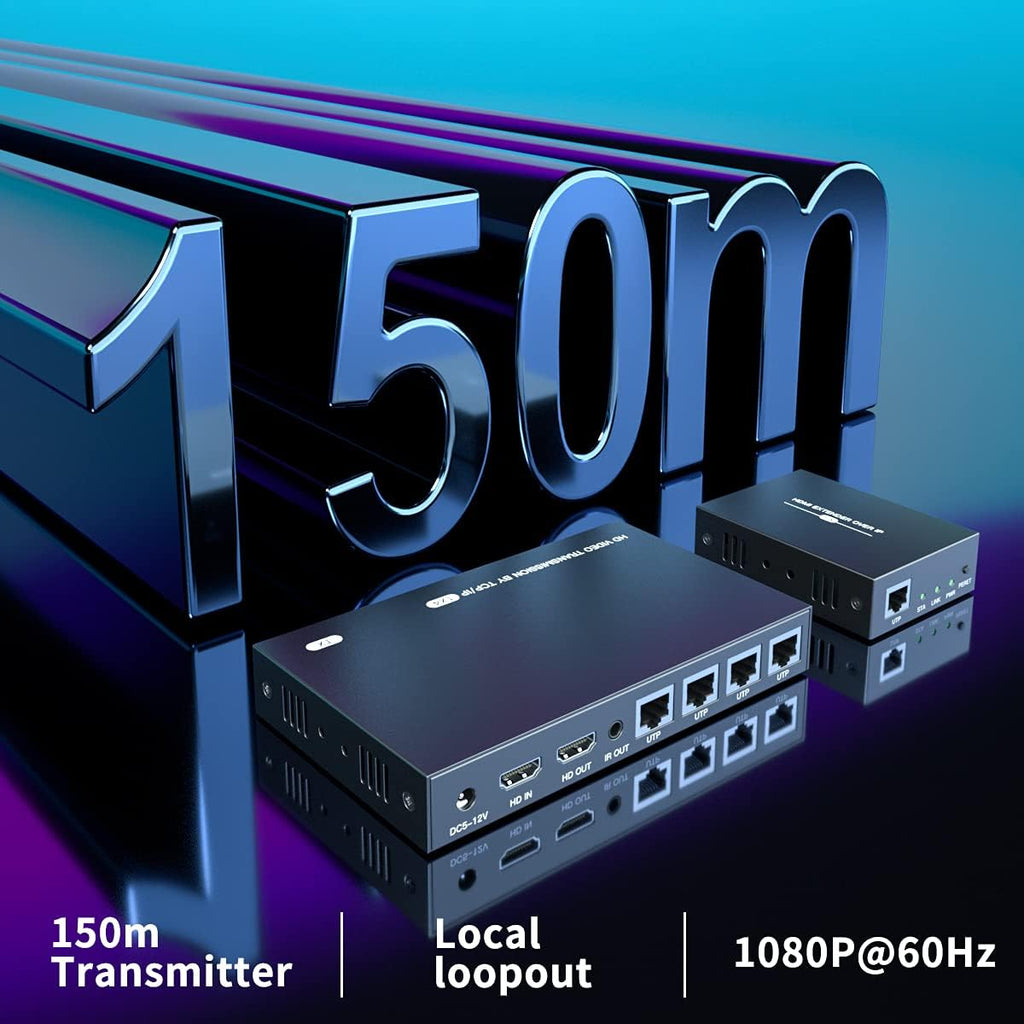 HDMI Splitter Extender 1x4 1080P Over Cat5e/6 Loopout 1 in 4 Out H4839