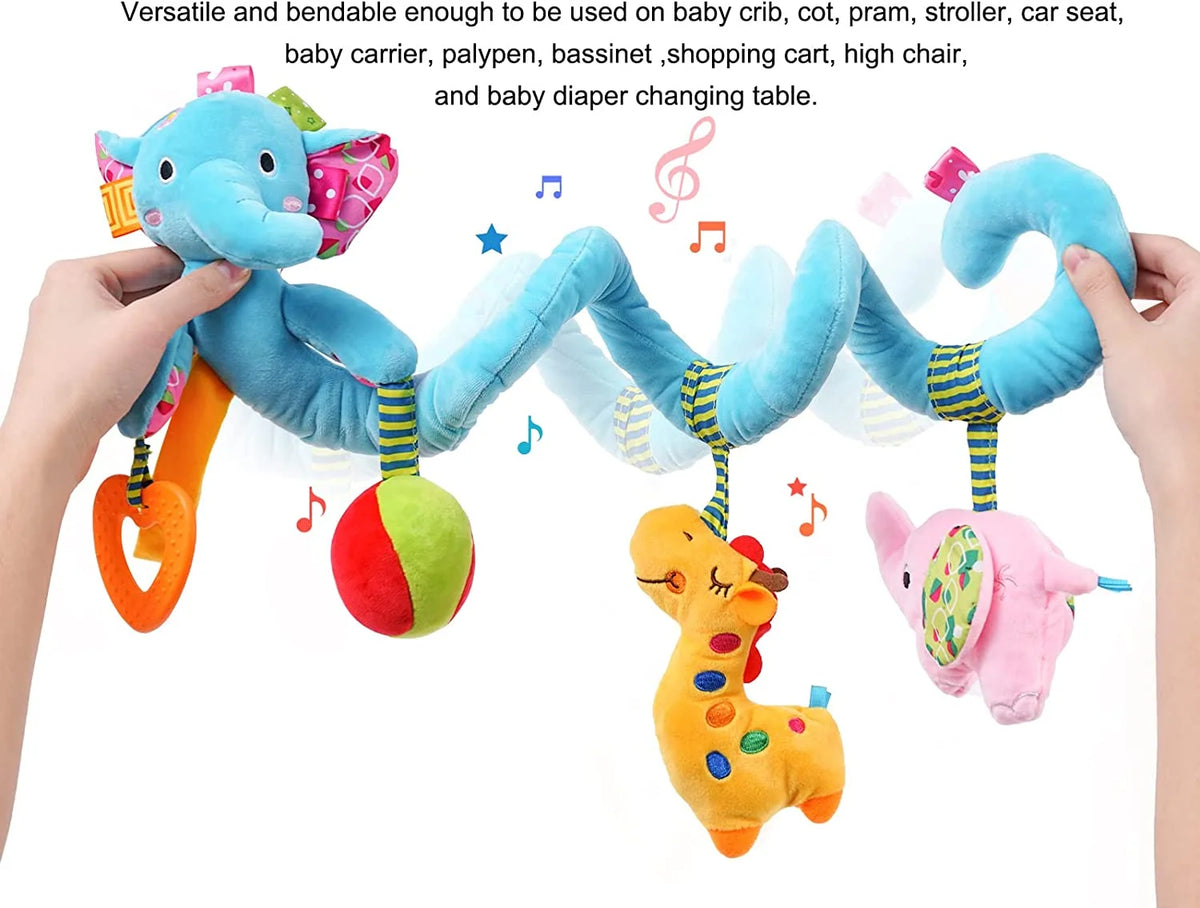 Blue Elephant Hanging Plush Rattle Crib Toy Q13804